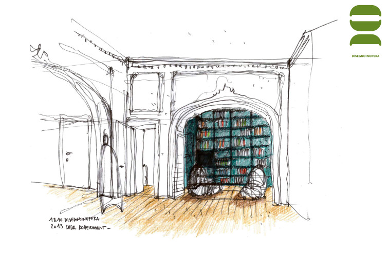 disegnoinopera - casa Robermont - angolo biblioteca